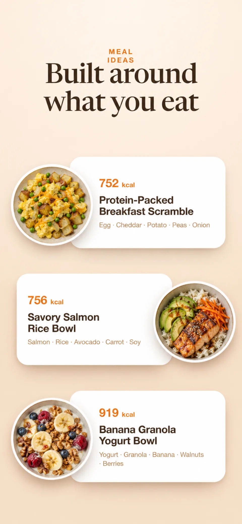 MacroMile meal ideas made from familiar ingredients
